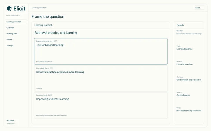 Elicit: Frame the question