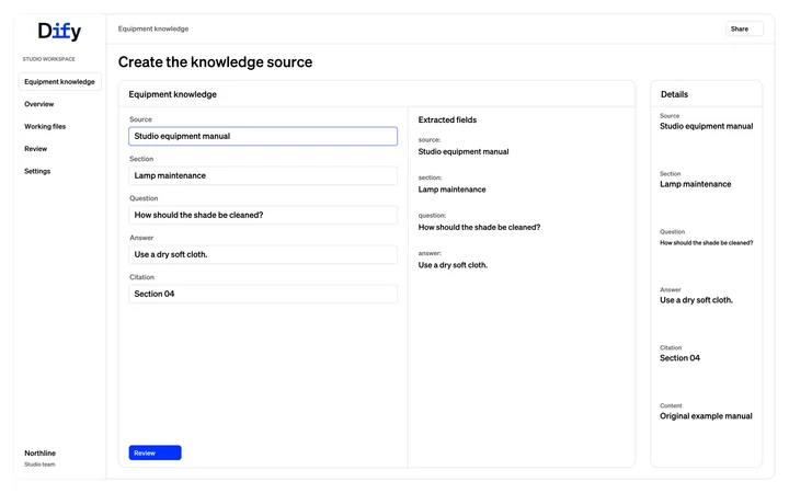Dify: Create the knowledge source