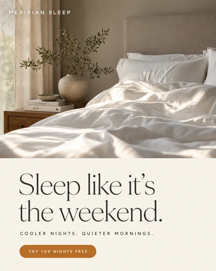 MERIDIAN SLEEP advertising creative showing headline, layout and brand treatment.