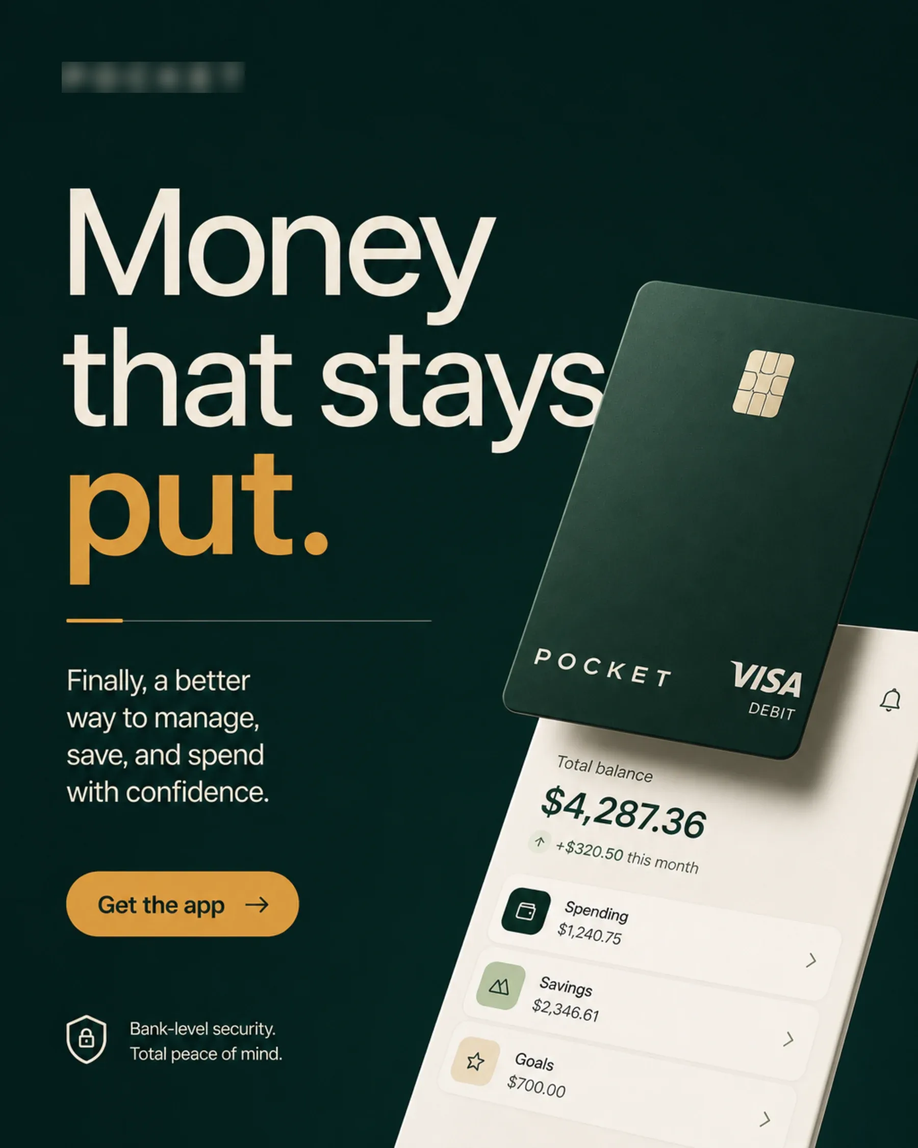 POCKET advertising creative showing headline, layout and brand treatment.