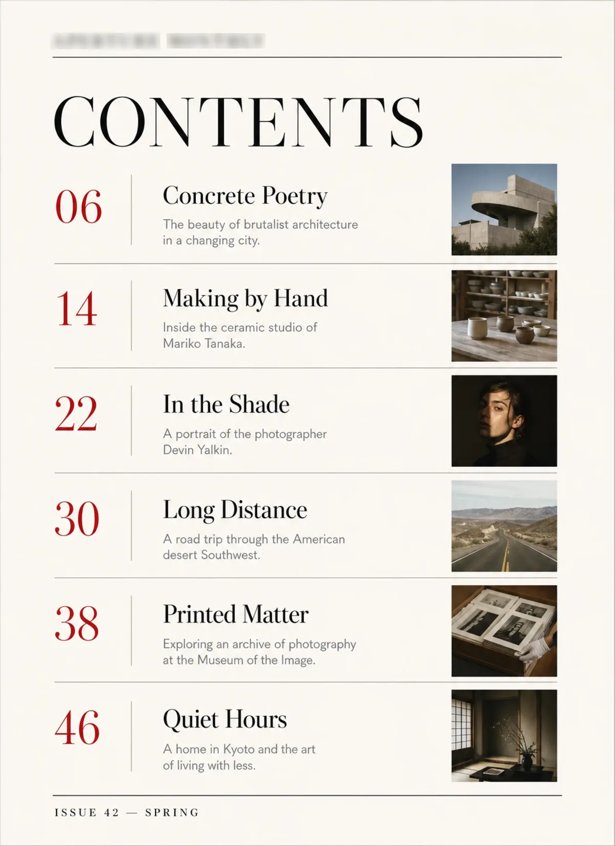 APERTURE MONTHLY editorial spread showing cover, typographic hierarchy and page layout.