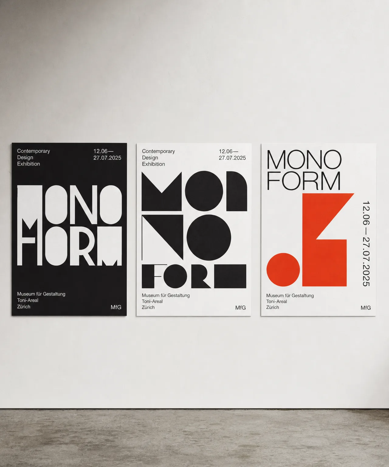 MONOFORM printed collateral showing layout, typography and finishing detail.