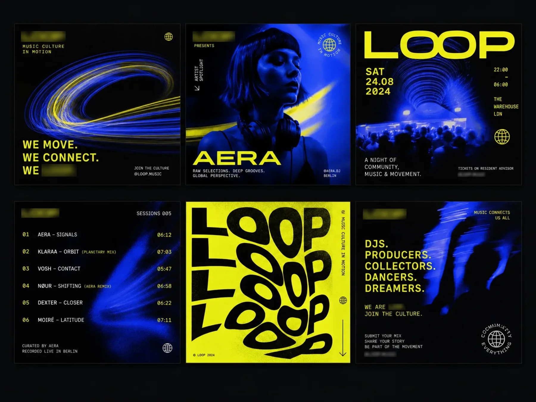 LOOP social media template set showing post and story layouts.